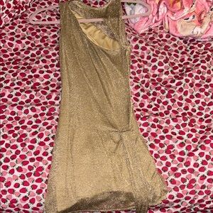 Tiger Mist Gold Asymmetrical Sheath Mini Dress